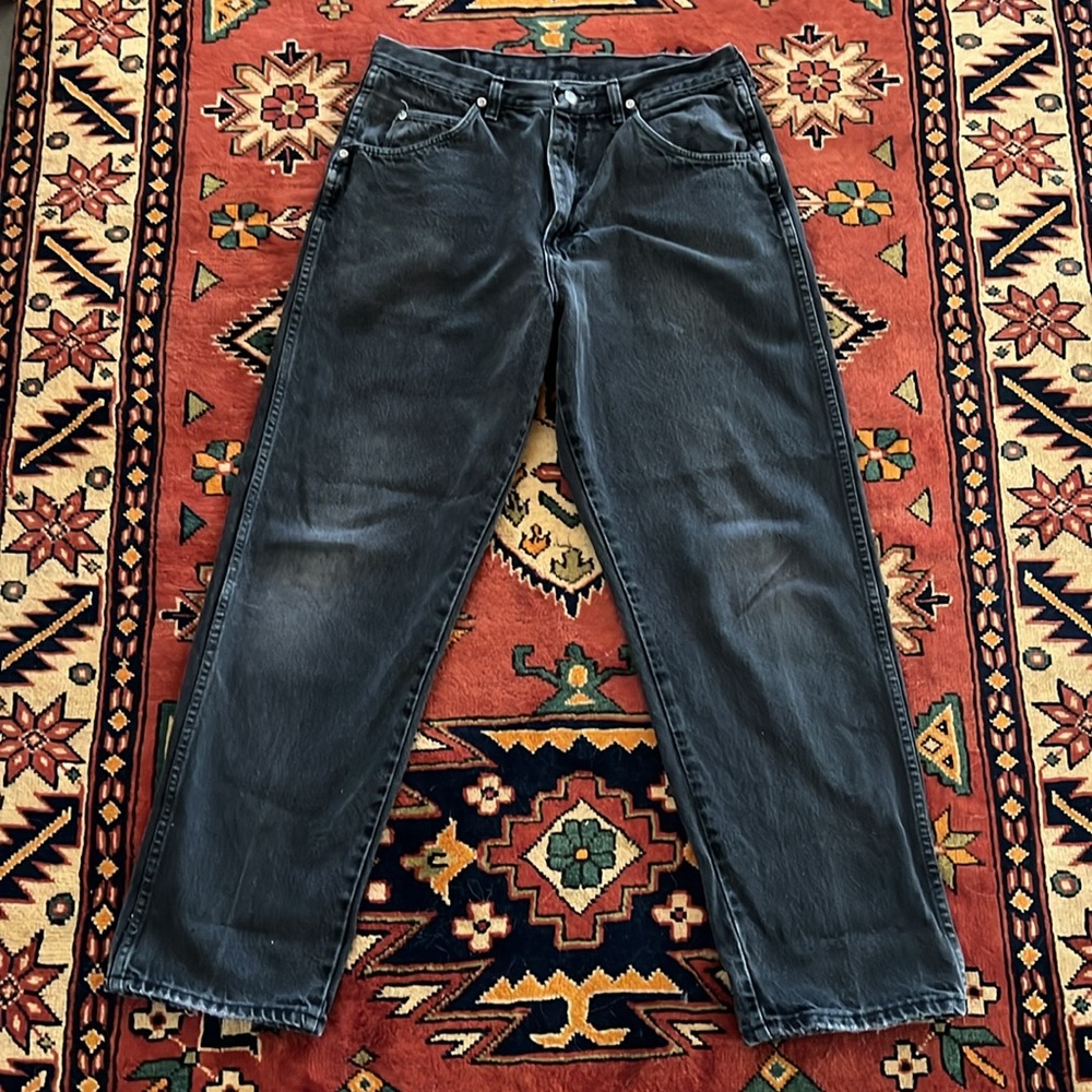 Vintage Wrangler Black 90s Baggy Tapered Jeans Sz 30